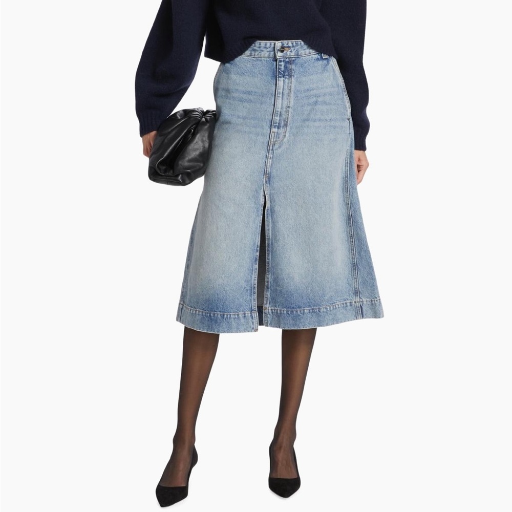 Khaite Charlene Denim Midi-Skirt - NWT